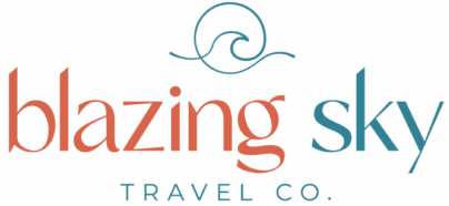 Blazing Sky Travel Co. Logo, home page.